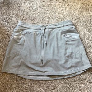 Gray and white striped skirt